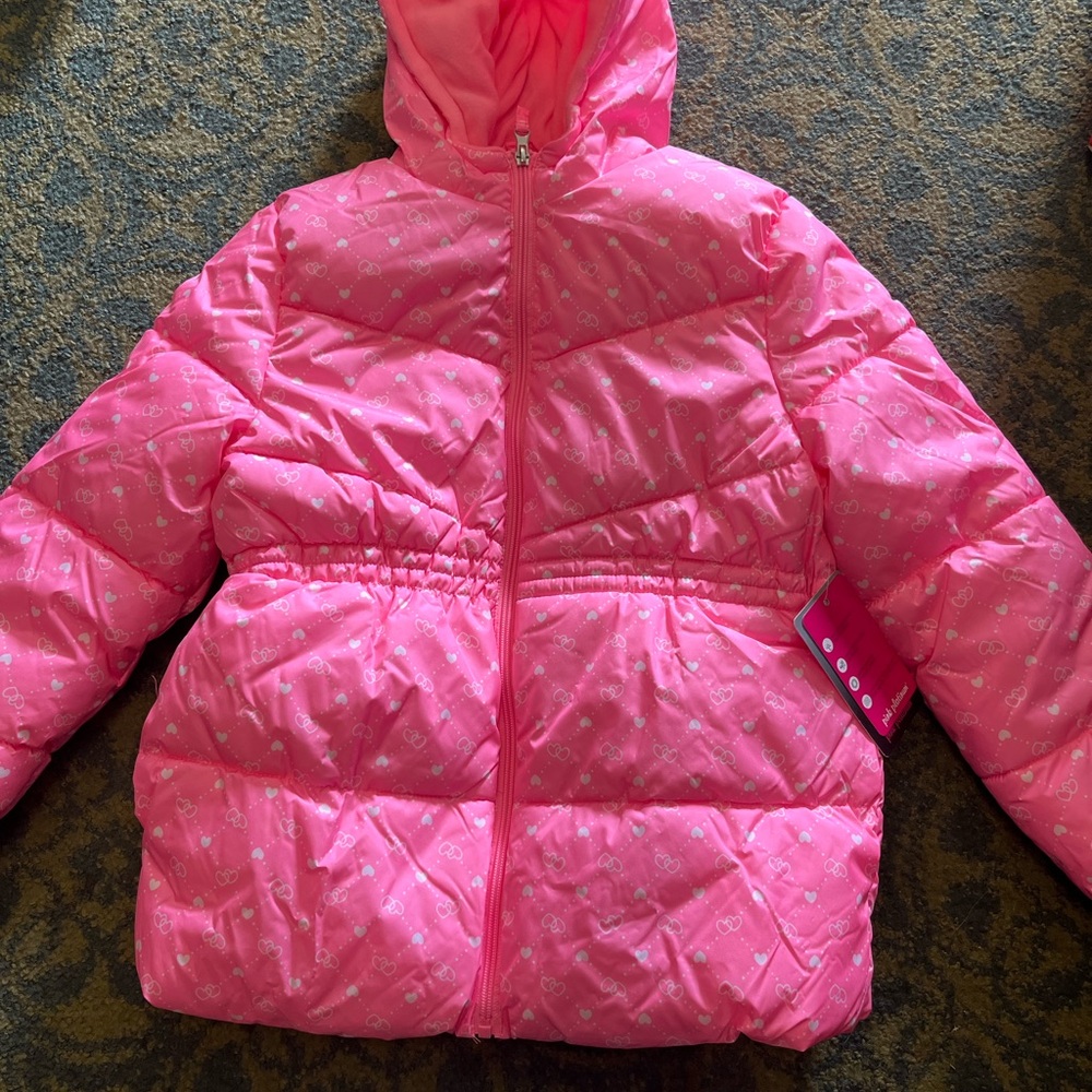 Pink Platinum Pink Puffer Jacket with Hood and Insulation